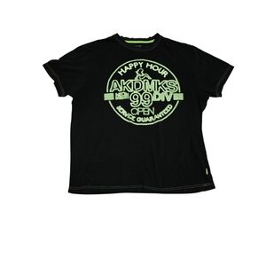 Akademiks Black Short Sleeve Tee with Neon Lime Graphic